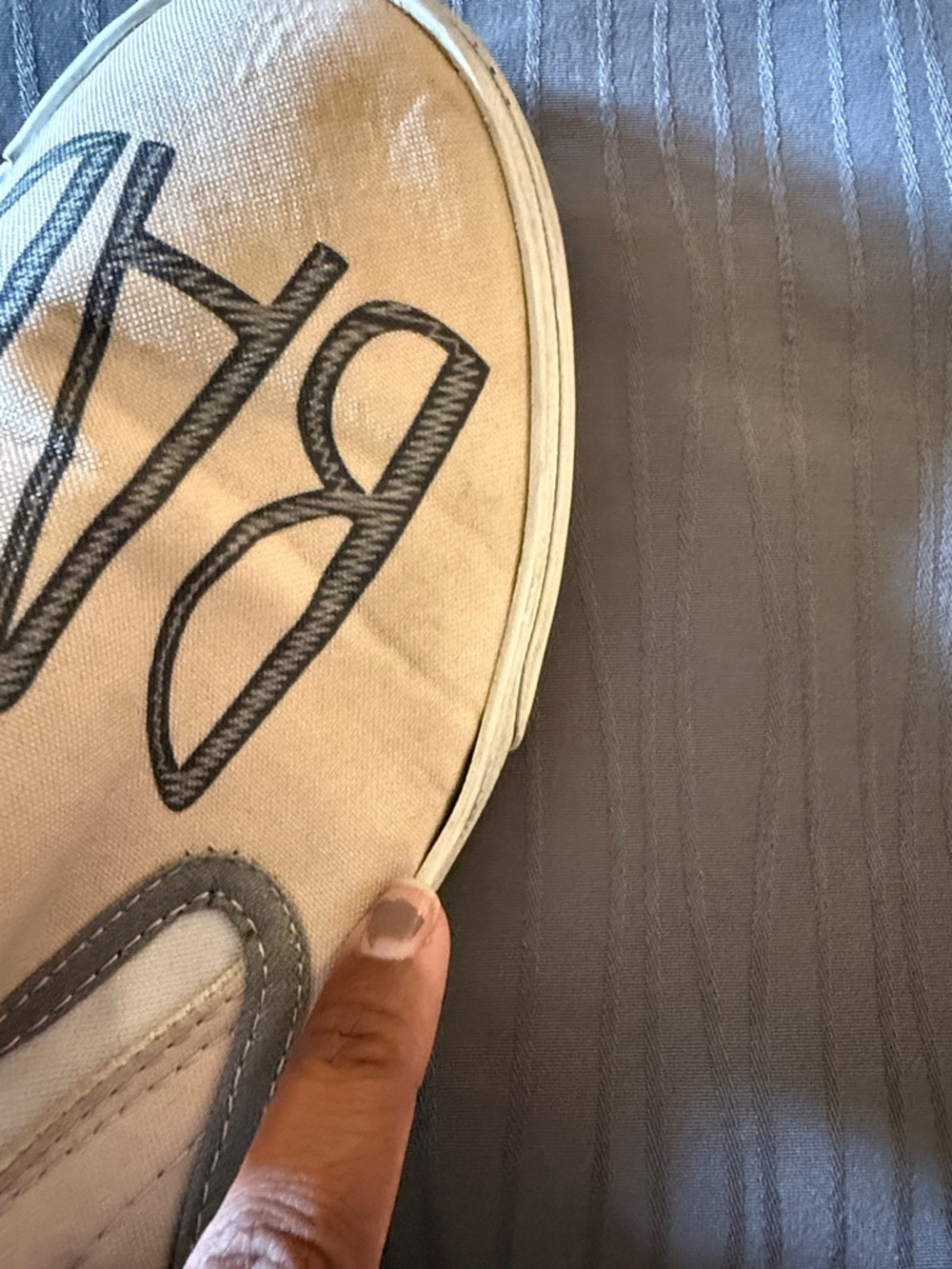 inkkas Beige Canvas Slip-On Loafers with 'BAD' ‘A**’ Graphic 8.5 - Picture 8 of 10